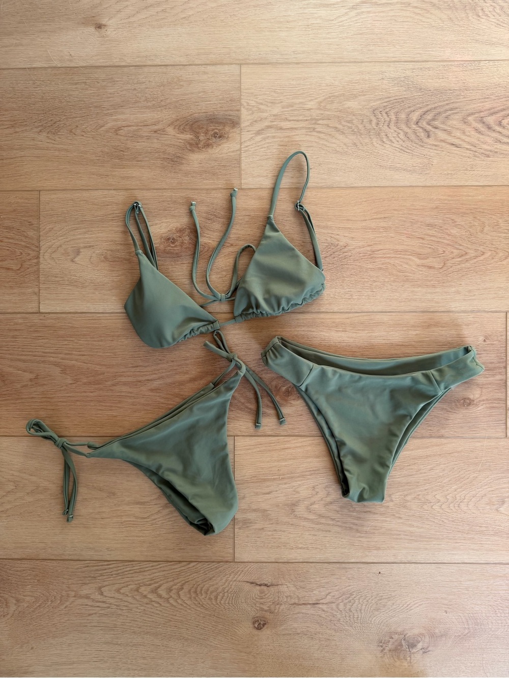 Classic Olive Triangle Bikini Set - Women Swim